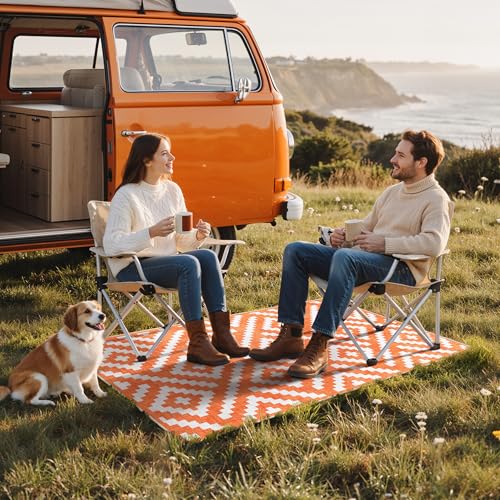 Image of GENIMO Fall Decor Outdoor Rug 3'x5' for Porch, Plastic Door Mat Mid Orange