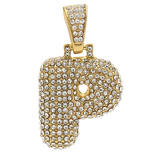 Collier hip hop unisexe maille 5 mm résistante plaqué or 14k initiale P