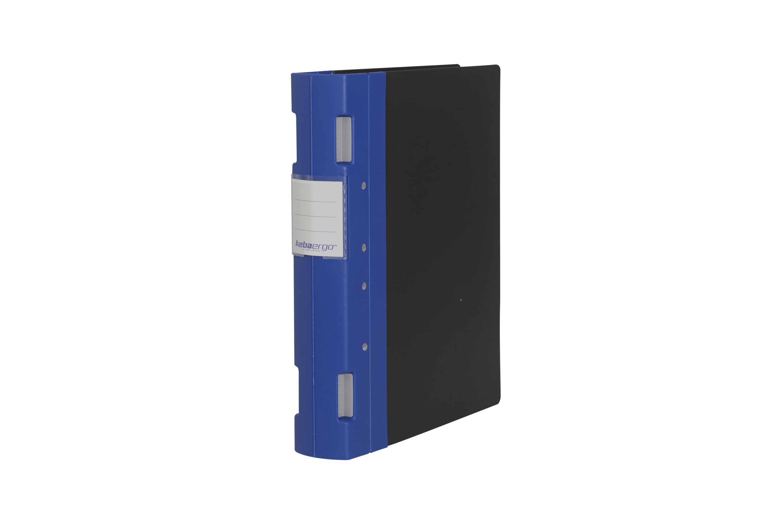 KEBA Ergogrip Binder A4 Plus (Extra Wide), 55mm Spine, 4 Ring/8 Prong, Polypropylene Ring Binder, Holds 480 Sheets, Made in Sweden (Blue/Black)