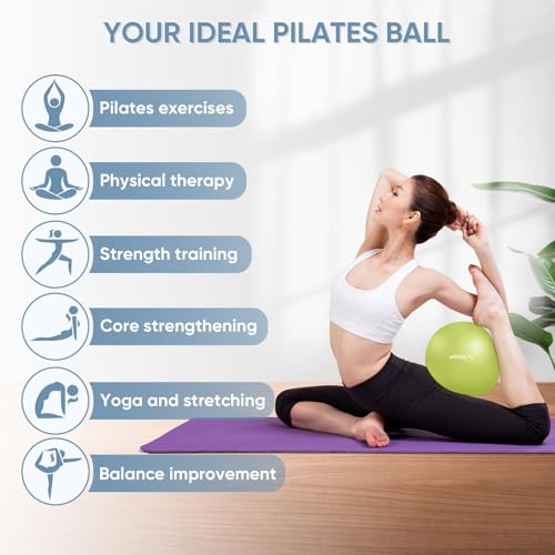 APEXUP 9 Inch Pilates Ball Small Exercise Ball for Yoga, Fitness, Balance, Core Workout, Physical Therapy (XXS (9") 23cm, Green) — view 5