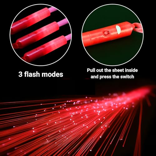 NUDALA 48 PCS Red Green Glow Fiber Wands Sticks LED Light Wands 3 Modes Flashing Fiber Optic Light Rod Bulk Fiber Optic Wands for Clubs Bar Birthday Concert by NUDALA - Image 3