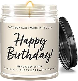 WAX & WIT Buttercream Vanilla Birthday Candle - Unique Happy Birthday Gifts for Women, Happy Birthday Gifts fo