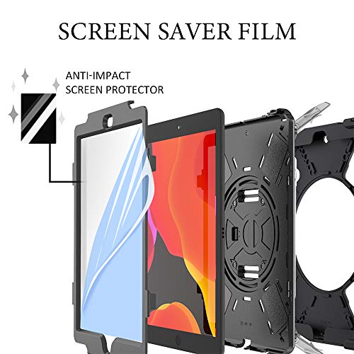 Zenrich Ipad 10.2 Case, Ipad 9Th/8Th/7Th Generation Case With Screen Protector Pencil Holder Kickstand Hand Strap And Shoulder Strap,Zenrich Case For Ipad 10.2 Inch 2021/2020/2019 Released-Black #TOP6