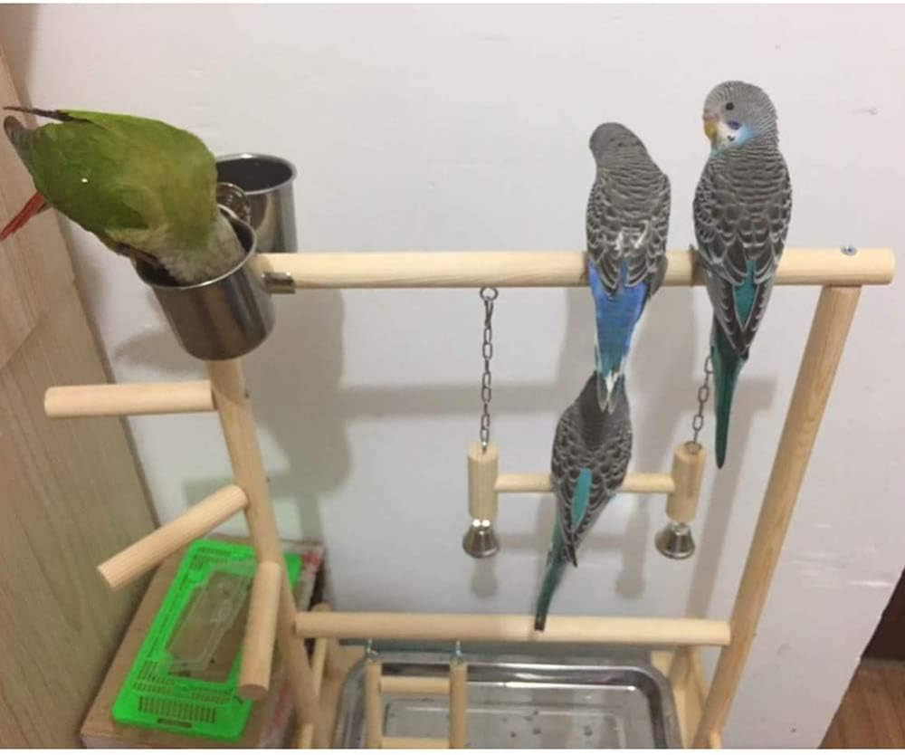 Bird Playground Parrot Play Stand，Parrot Stand Wooden Parrot Playground Double Layer Wooden Bird Door Bird Door Parrot Door Ladder