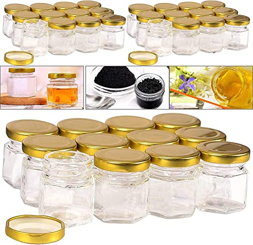 ARA CHOICE Glass Jars 45ml/1.52oz Capacity - Small Jars for Storage - Kitchen Storage Jar - Mason Jars with Airtight Metal Lid - Glass Storage Jar For Preserves, Pickles, Crafts, Jam - Set of 30pcs