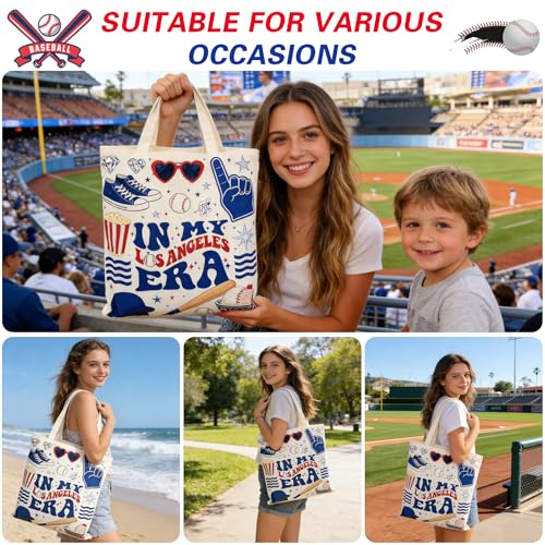 yuboo Baseball Mom Tote Bag, Large Canvas Shoulder Bag with Zipper, Game Day Essentials & Baseball Snack Bag, Baseball Gifts for Women, Teenagers & Teams — view 6