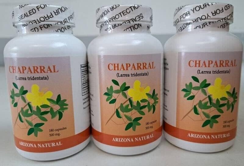Miniatura 5 de Arizona Chaparral Natural (Larrea tridentata), 500 mg, 180 cápsulas