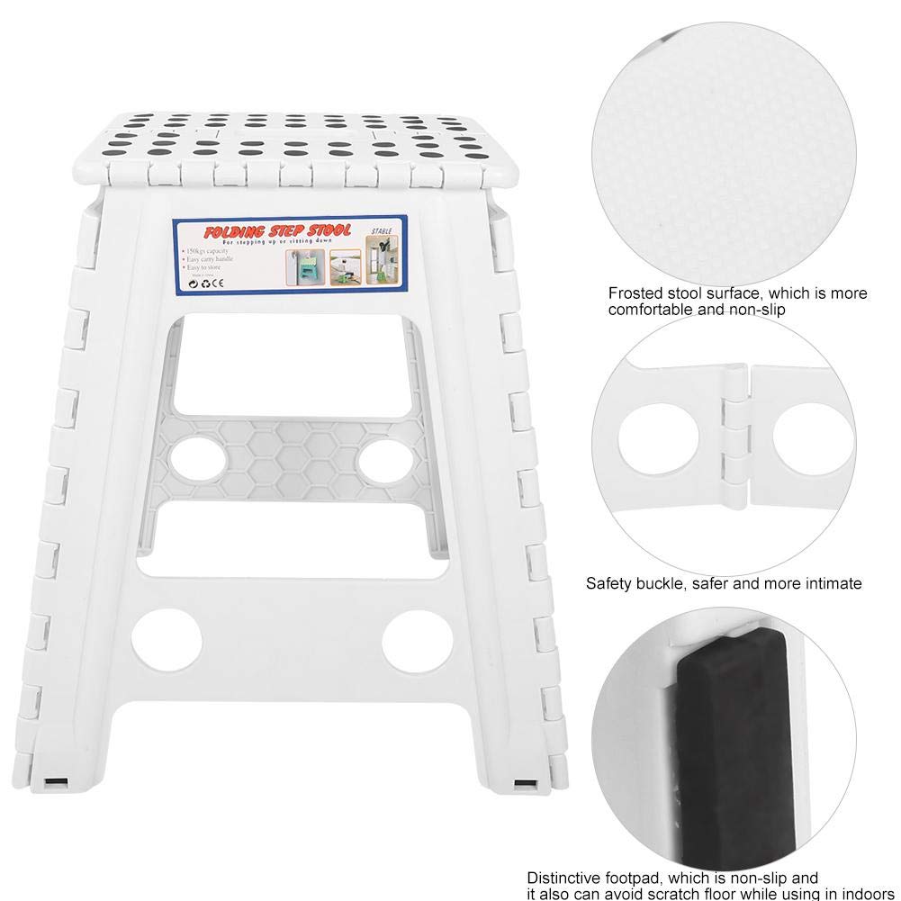 Ymiko Taburete de plástico Taburete de Paso Plegable portátil para Senderismo en Interiores Pesca(Blanco)