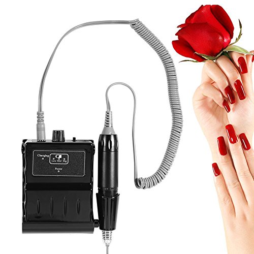 30000 RPM Nail File Drill Machine for Acrylic Nails, Portable Rechargeable Polishing Buffer and Smooth Nails Device Tool Set Professional Efile (Black)