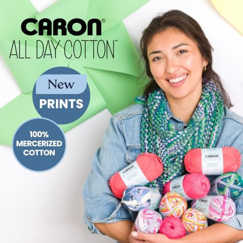 Image of Caron All Day Cotton Prints Yarn for Crocheting, Snow On The Beach, 3-Pack