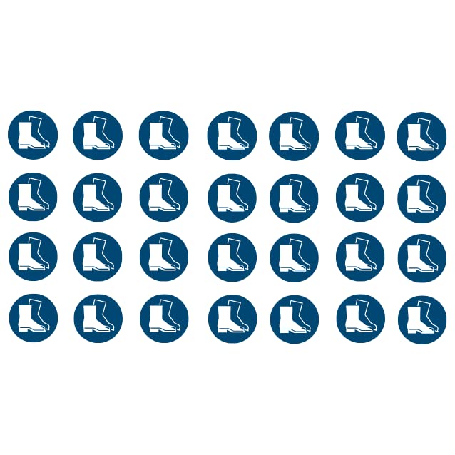 Sticker - Diameter cm - UV and Weather Resistant - ISO 7010 - Sustainable - Mandatory Sign Sign (5 cm, Protective Shoes)