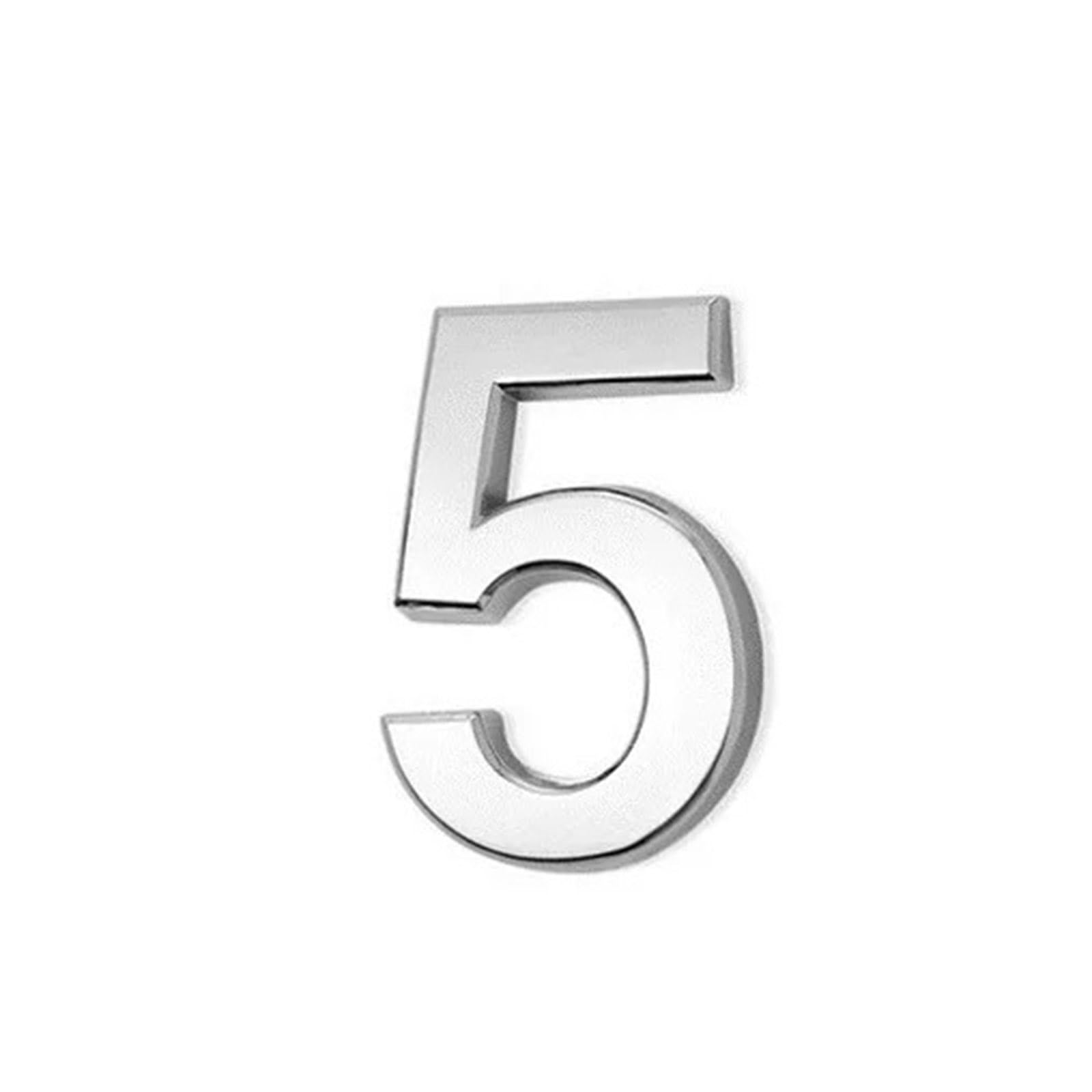 2 Inch Self Adhesive House Numbers Sticker 5cm Modern Door Number Bronze/Silver Mailbox Address Sign, for Wall Decor Garden Apartment Cafe Hotel Office Street Room Yard Exterior Decorative(Silver 5)