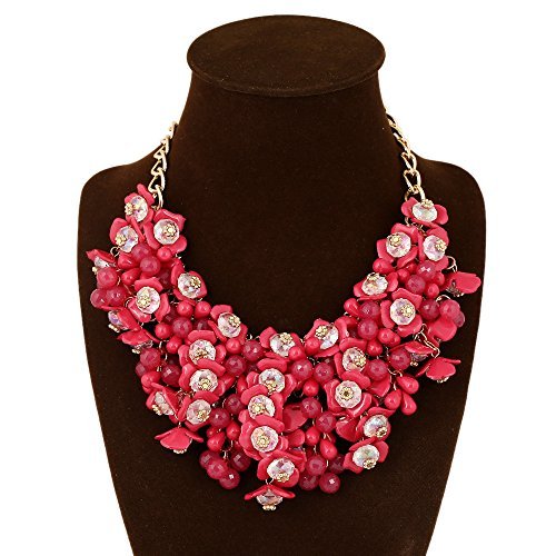 BigDO Jewelry Fashion Stunning Style Pure Fresh and Candy Color Crystal Gem Flower Necklace Collar Bib for Women