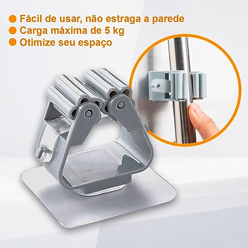 Kit 2 Suportes Organizadores de Vassoura/rodos - Sem Furar - ANÚNCIO EXCLUSIVO LOJA CCA (Azul)