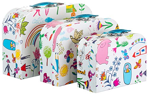 Brandsseller Boîte de rangement motif enfant avec poignée - Carton solide - Lot de 3 boîtes de rangement - Taille descendante Cover