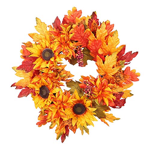 Couronne d'automne en rotin artificiel pour décoration de porte et maison