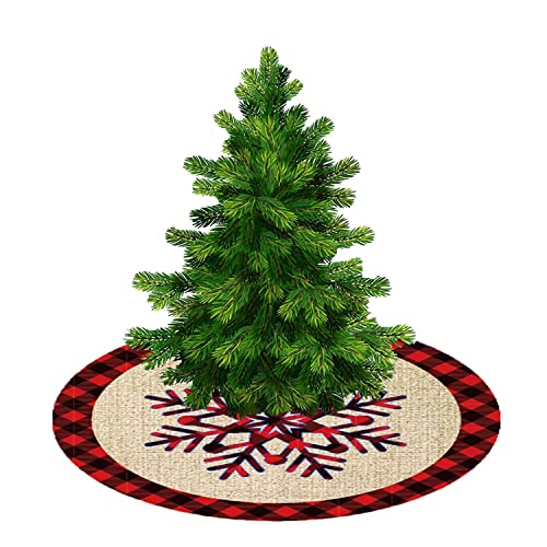 Weihnachtsbaum-Röcke, Schneeflocken-Muster, rot, kariert, Weihnachtsbaum-Rock, Ornamente, Dekoration, 91,4 cm, für Weihnachten, Festival, Dekoration, Innen- und Außenbereich, Party, Urlaub Cover