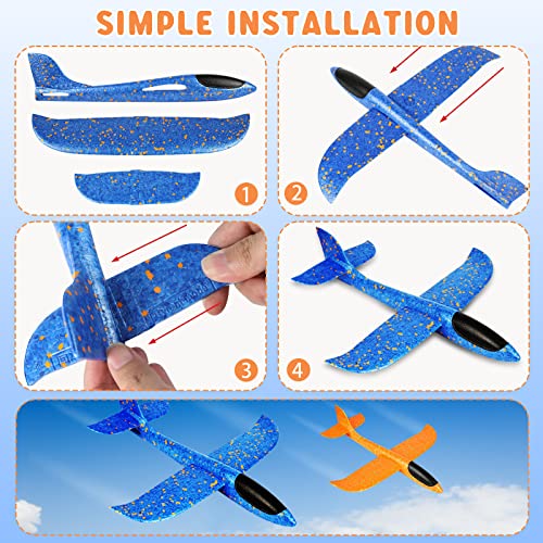 VCOSTORE 2 Pack Foam Airplanes for Kids, 13.3'' Throwing Foam Glider Planes Toys, Flying Styrofoam Kid Airplanes Toy for 3 4 5 6 7 8 9 10 11 12 Year Old Boys Girls with Outdoor Sports Play - Thumbnail 6