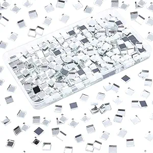 PandaHall Elite 350 pcs(280g) 0.4 inch Square Glass Mirror Tiles Mini Glass Decorative Mosaic Tiles for Home Decoration Crafts Jewelry Making, Clear