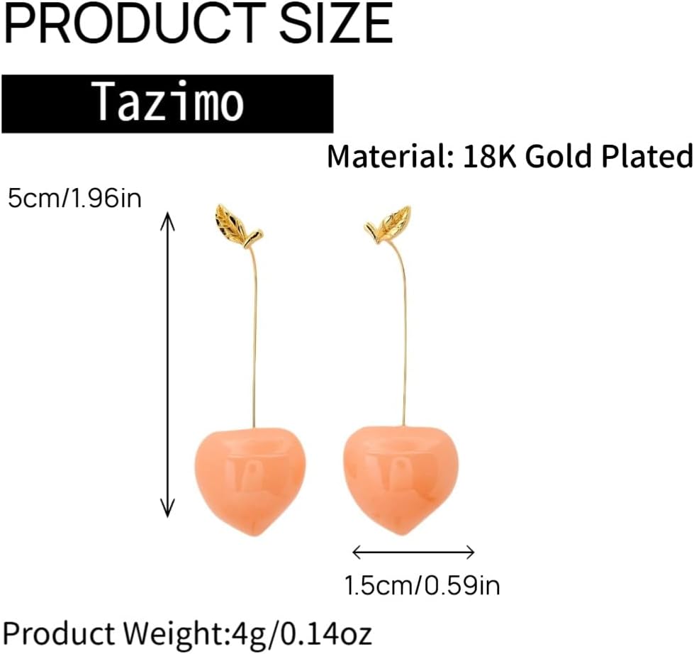 18K Gold Fruit Earrings Cute Dangle Earrings Olive Lemon Peach Carrot Earring For Women Dangling Novelty Earring Fruit Jewelry Gifts for Women image 4