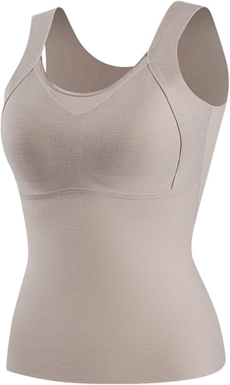 Women's Sleeveless Thermal Underwear Tank Tops Soft Cozy Silk Cashmere Camisole Undershirt Base Layer For Layering