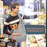 Nasjac Haustier Hund Riemen-Fördermaschine, Welpe Reisetasche Tote Verstellbarer gepolsterter Gurt Atmungsaktives Netz Harte untere Stütze Kordelzug Vordertasche Waschbar, unter 7.0kg (Grau)