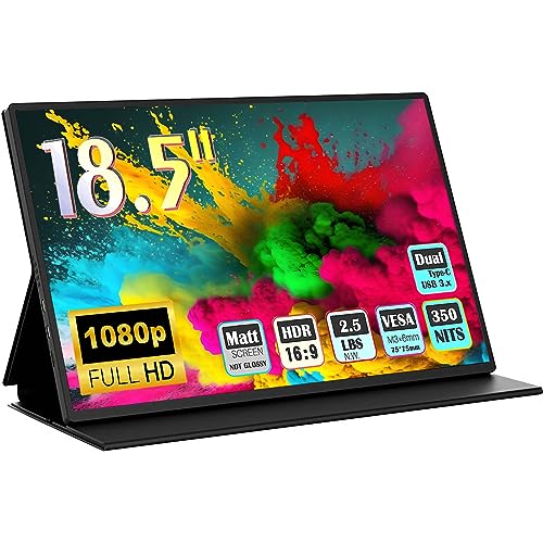 Bimawen 18.5 inch Portable Monitor Upgraded- 100% sRGB 1080p CNC Frame, Compatible with USB 3.0 Phone Computers and Gaming Devices(Dark) by Bimawen - Used condition - CA$123.68