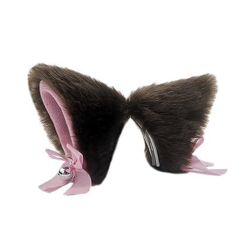 Orejas de gato con campanilla peluda Neko Orejas Diadema clip para el pelo de Halloween Disfraz Cosplay fiesta Fancy Dress