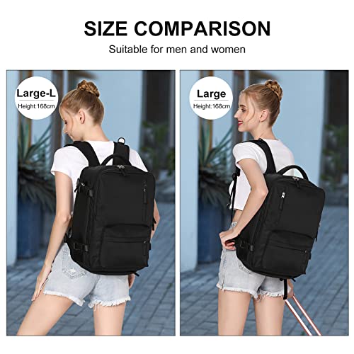 Large Travel Backpack Women, Carry On Backpack,Hiking Backpack Waterproof Outdoor Sports Rucksack Casual Daypack With Usb Charging Port Shoes Compartment,Black #TOP1