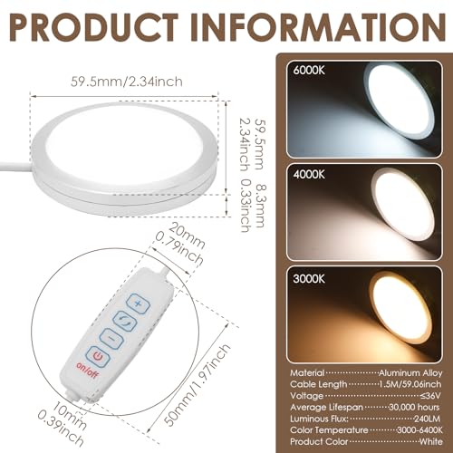 5 Stück 3D Drucker LED Lamp Kit 5V 3000k-4000k-6400k, Einstellbarer Helligkeit für 001 3D Drucker Schrank Ausstellungsregal Schreibtisch