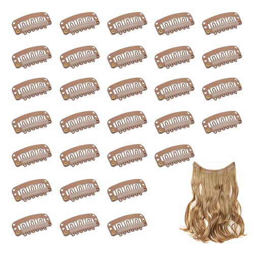 Dreamlover Clips de Pelucas, Pinzas para Extensiones de Pelo, Marrón, 30 Piezas