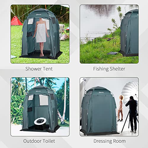 Outsunny 60" x 60" x 82" Shower Tent Extra Wide Changing Room Privacy Portable Camping Shelters with Windows & Floor Mat image 7