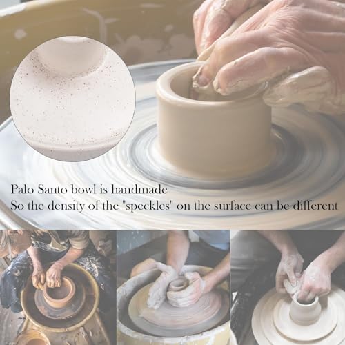 BEYLAB Palo Santo Halter, Räucherstäbchenhalter für Palo Santo Sticks Brenner räucherholz, Meditations Yoga Holz Brenner Schüssel Ständer mit Aschenfänger Modern Minimalistisch - Gesprenkelt Weiß