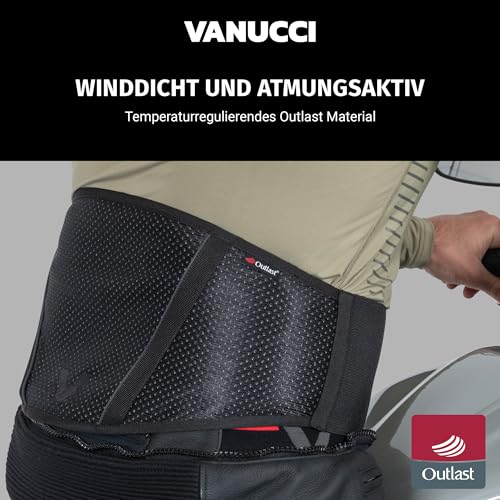 Vanucci Outlast Nierengurt Motorrad Herren & Damen, Wärmend, Atmungsaktiv, Temperaturausgleichend, Größen Verstellbar, Perfekter Nierengurt Herren & Damen für Touren, L