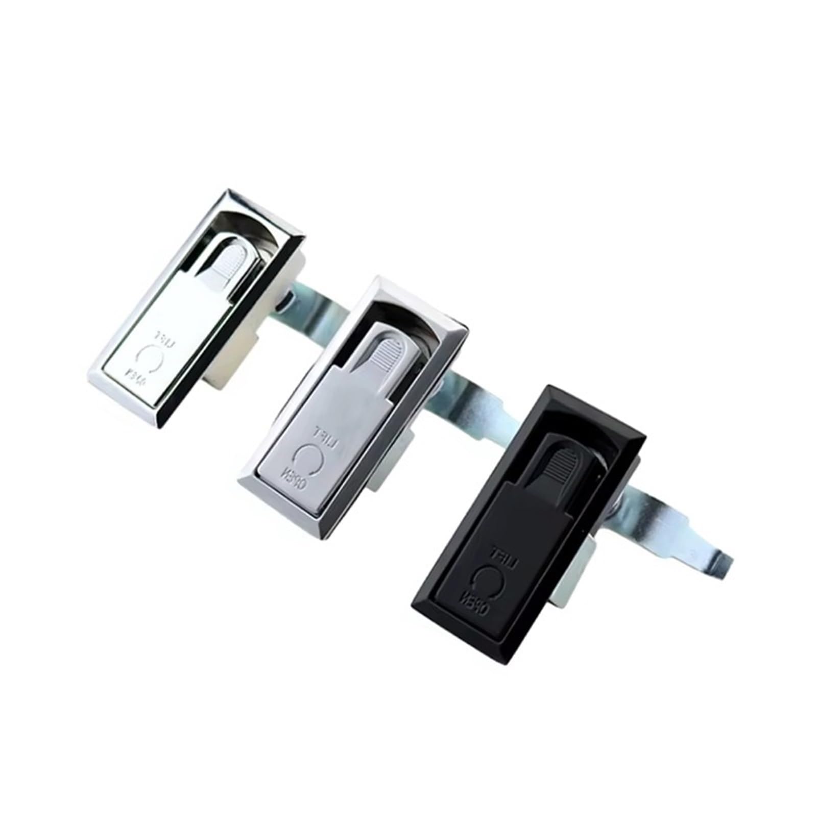Sxolcoufoh Chrome Plated Electrical Equipment Mechanical Door Bounce Lock Zinc Alloy Distribution Box Cabinet Flat 1Pcs(Chrome Plated)