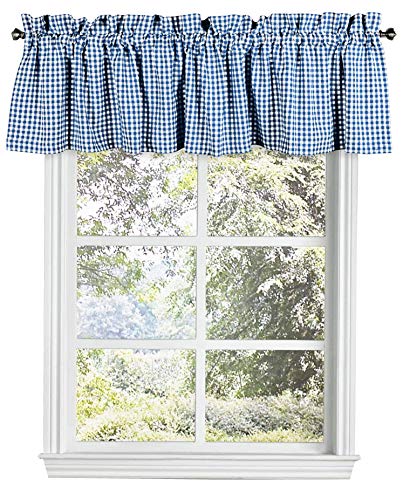 Native Fab Juego de 2 Cortina Corta de Cocina Ventana W 148 x H 38 cm 100% Algodón Lavable, Opacas Media Ventana Cortinas para Fregadero Cocina balcón Dormitorio Café- Azul Cover