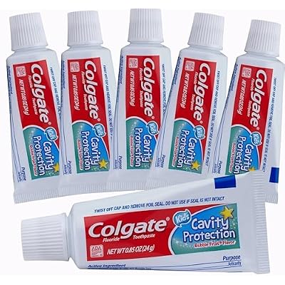 Colgate Kids Cavity Protection Fluoride Toothpaste, 6 Pack, Bubble Fruit Flavor, Children's Toothpaste, for Ages 2+, Sugar Free, No Artificial Preservatives, Travel Size 0.85 oz Each