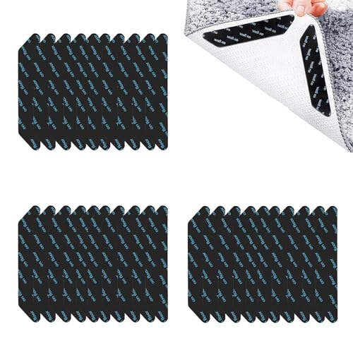 SSHUIKKAI 30 Stück Teppich Antirutschunterlage, Antirutschmatte für Teppich, Teppichstopper, für Teppiche Und Böden, Waschbar Und Wiederverwendbar(Schwarz)