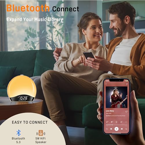 Jall K2 Wake Up Light Sunrise Alarm Clock For Kids, Heavy Sleepers, Bedroom, Bluetooth Speaker Sound Machine thumb #4