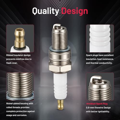 Image of BDFHYK BR8ES Iridium Spark Plugs Compatible with Honda 1976-2002 for Yamaha 1982-2006 for Kawasaki 1980-2003 for Suzuki 50cc 125cc 300cc 750cc 1000cc 1986-1989 Engine Replacement for 5422, Set of 4