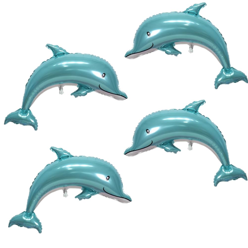 Tpfufu Dolphin Balloons, Pack of 4, Blue, 45.6' x 32.6', Under The Sea Decorations, Birthday Party, Summer Celebration