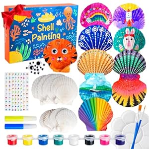Eleanore’s Diary Kids Sea Shell Painting Kit, Arts & Crafts Painting Gifts for Boys Girls, DIY Creative Craft Activities Toys for Age 5 6 7 8 9 10 11 12 Year Old, Birthday Easter Rainy Day Gifts
