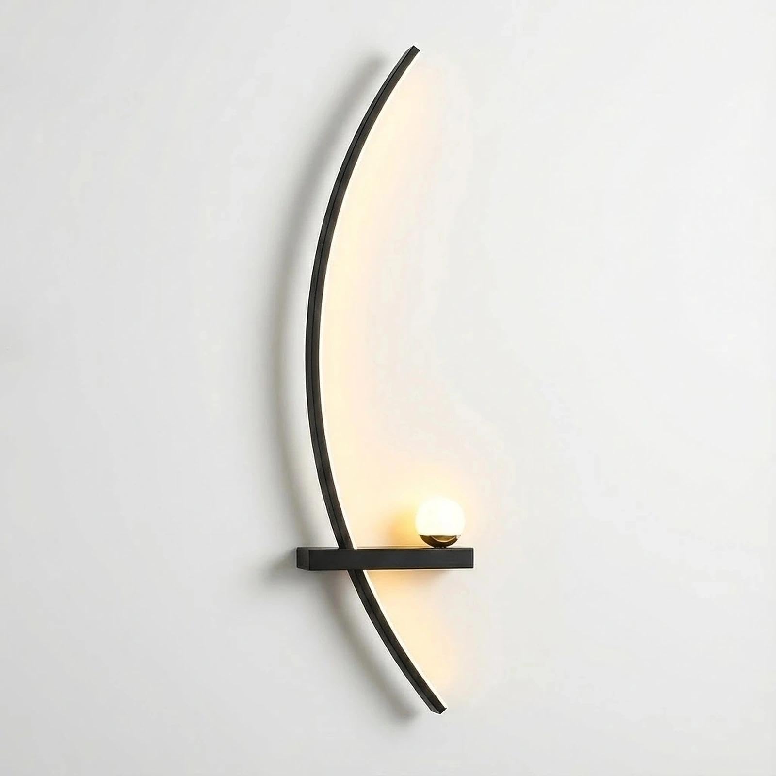Luces lineales LED regulables de 3 colores en aplique de pared negro curvo para sala de estar