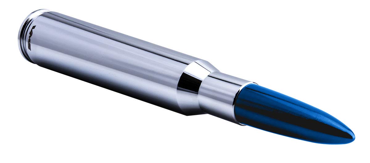 VMS RACING 50 Cal Caliber Chrome Blue TIP Bullet Antenna in Heavy Gauge CNC Machined Billet Aluminum Short Compatible with Harley Davidson Touring Models with Tour PAK (ONLY)