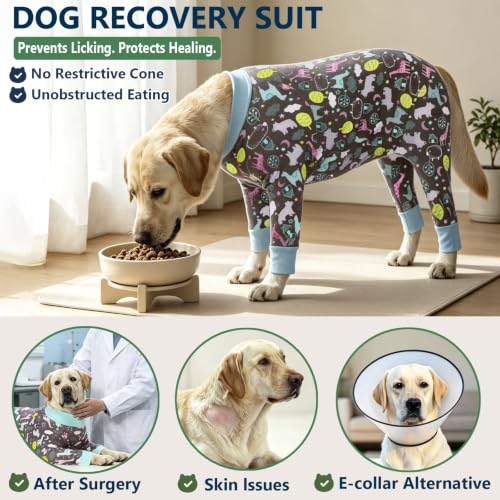 Image of kzrfojy Dog Recovery Suit for Dogs After Surgery Female Male Medium Large Dog Neuter Spay Onesie for Shedding Prevent Licking Surgical Wound Dog Cone Alternative Giraffe