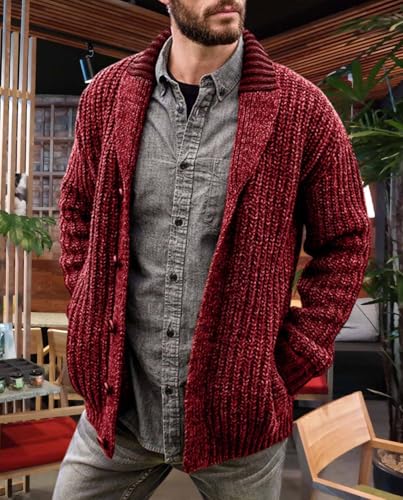 Mens Slim Fit Sweater Casual Long Sleeve Shawl Collar Button Up Fashion Knit Cardigan Sweater4