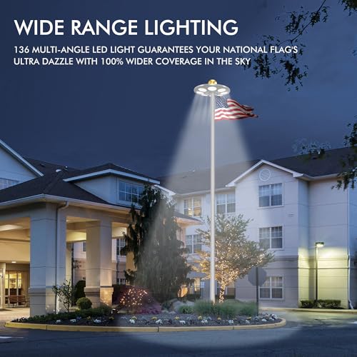 Ppq 136LED UFO Solar Flagpole Led Light,New 136 Led 10000H Lifespan Flag Pole Light thumb #4