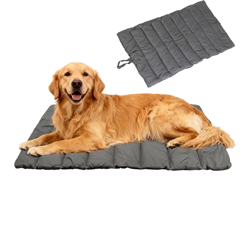 RANJIMA Colchoneta Perro, Cama para Perros Impermeable Manta Grande Lavable para Perros Cama para Exteriores Viajes Camping Maletero Cojín Cómodo para Perros, Gris