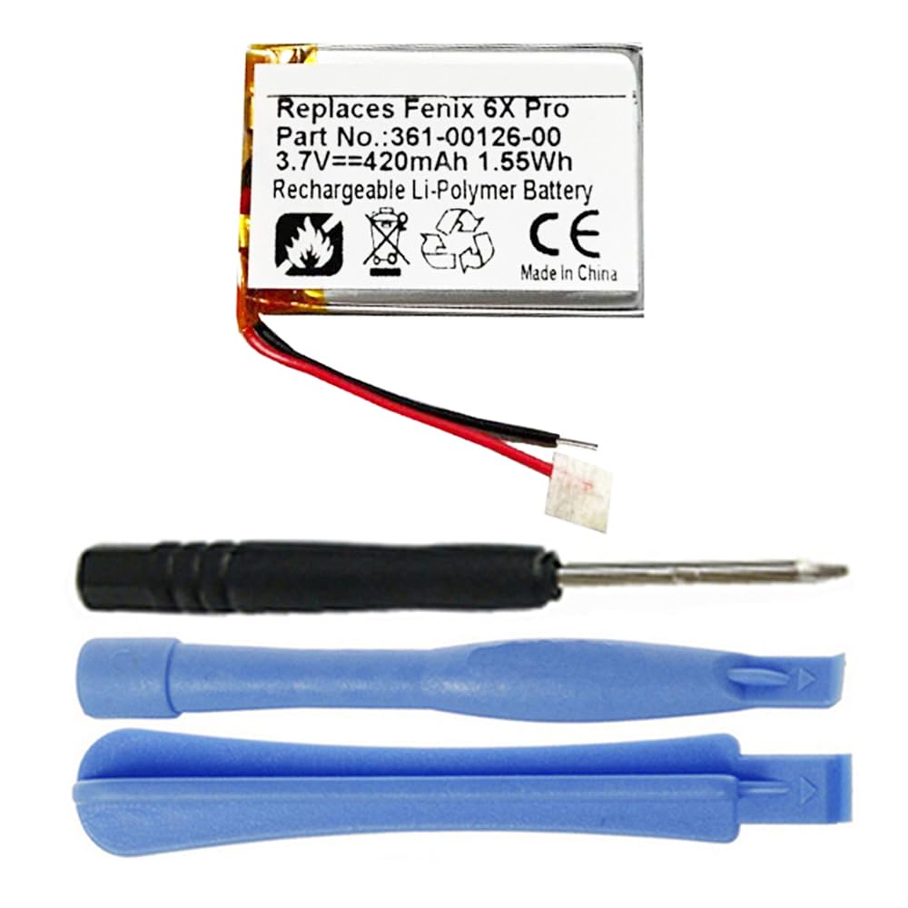 MPF Products 420mAh 361-00126-00 Battery Replacement Compatible with Garmin Fenix 6X Pro, Fenix 6X Sapphire, Fenix 6X Solar, Tactix Delta Sapphire, Tactix Delta Solar Smartwatch