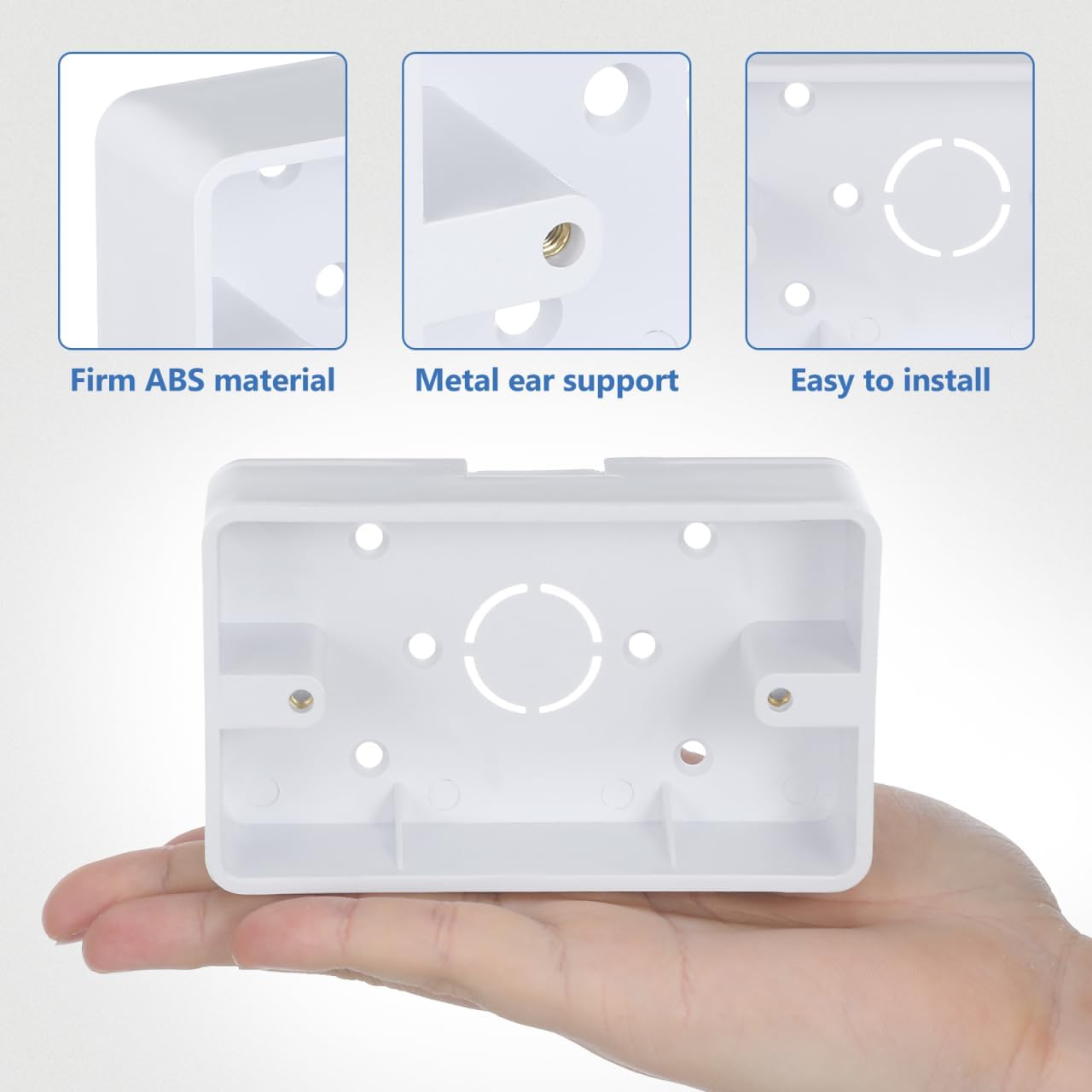Baluue Surface Mount Outlet Box, Single Gang ABS Electrical Box for Wall Surface Switch & Receptacle Junction Outlet Boxes Extender for Brick, Masonry, Drywall Repair, 5 Pack